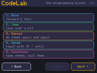 CodeLab menu